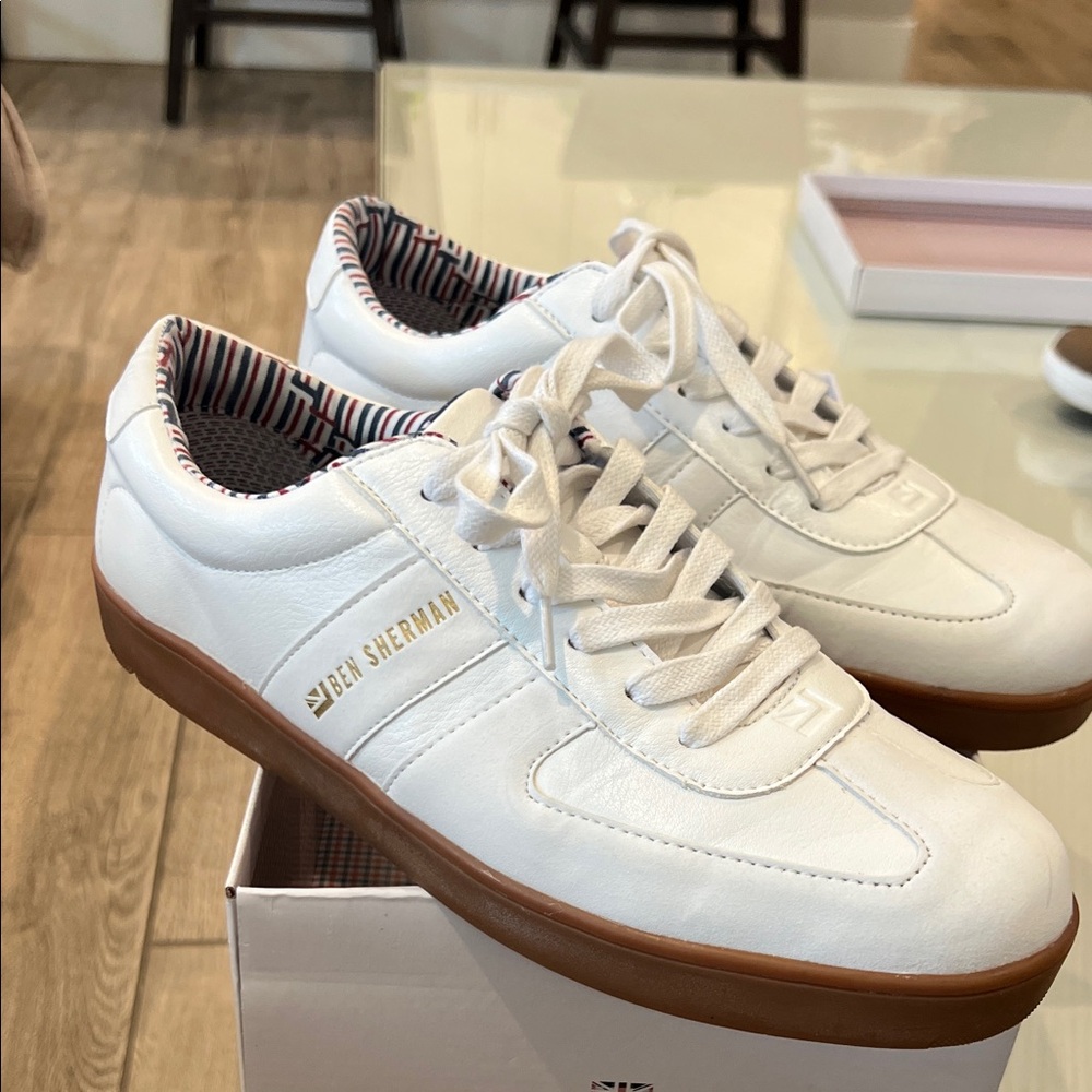 Ben Sherman White Sneakers with Brown Sole
